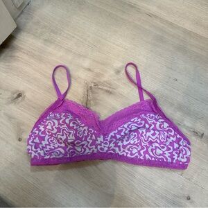 Savage X Fenty Vibrant Purple Cotton Essentials Lace Trim Bralette Size XL